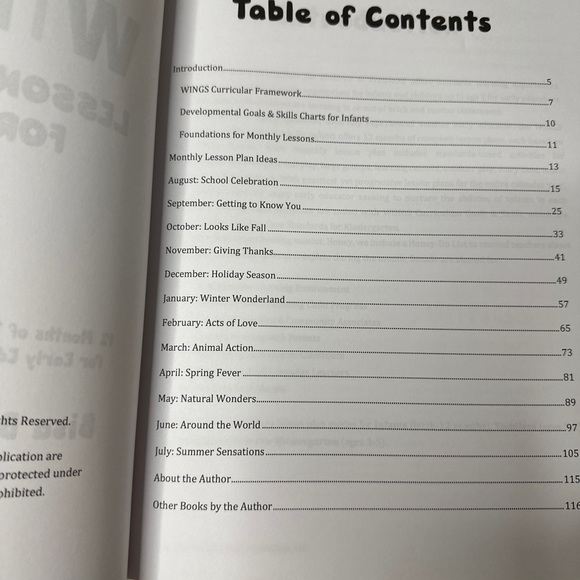 New WINGS Lesson Plan Guide, Infants 12 Months of Thematic Learning Experiences - Picture 6 of 7